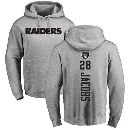 Men Oakland Raiders Ash Josh Jacobs Backer NFL Football #28 Pullover Hoodie Sweatshirts->youth nfl jersey->Youth Jersey